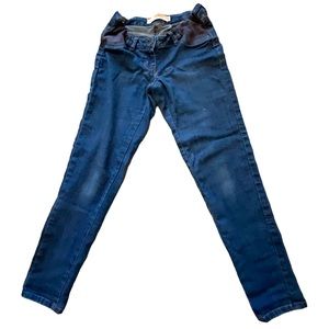 Next Jeans Maternity Skinny Dark Wash Blue Denim Fly Front Side Panels Size 26